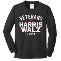 Veterans For Harris Waltz 2024 Election Vote Blue Democrat Kids Long Sleeve Shirt