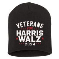 Veterans For Harris Waltz 2024 Election Vote Blue Democrat Short Acrylic Beanie