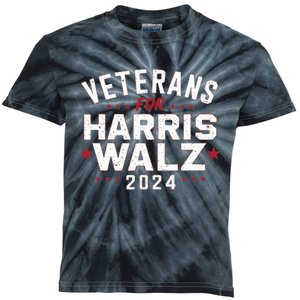 Veterans For Harris Waltz 2024 Election Vote Blue Democrat Kids Tie-Dye T-Shirt