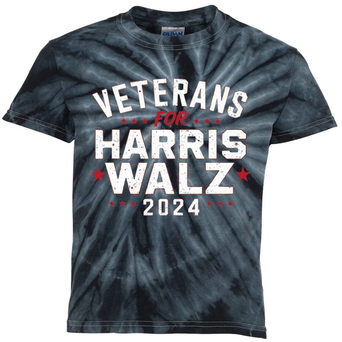 Veterans For Harris Waltz 2024 Election Vote Blue Democrat Kids Tie-Dye T-Shirt