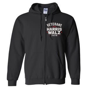 Veterans For Harris Waltz 2024 Election Vote Blue Democrat Full Zip Hoodie