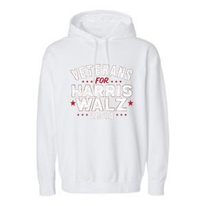 Veterans For Harris Waltz 2024 Election Vote Blue Democrat Garment-Dyed Fleece Hoodie