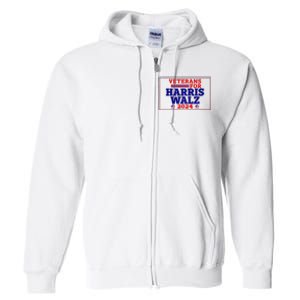 Veterans For Harris Walz 2024 Vote Harris Waltz Election Full Zip Hoodie