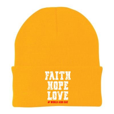 Vintage Faith Hope Love World Aids Day Gift Knit Cap Winter Beanie