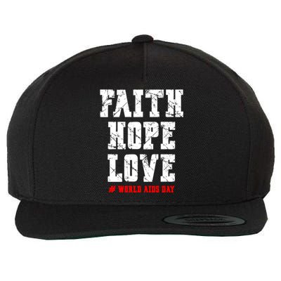 Vintage Faith Hope Love World Aids Day Gift Wool Snapback Cap