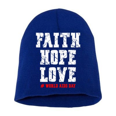 Vintage Faith Hope Love World Aids Day Gift Short Acrylic Beanie