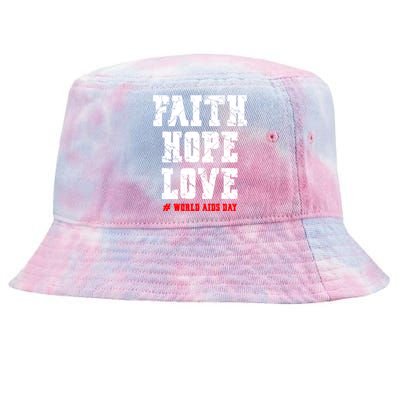 Vintage Faith Hope Love World Aids Day Gift Tie-Dyed Bucket Hat