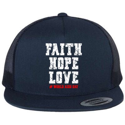 Vintage Faith Hope Love World Aids Day Gift Flat Bill Trucker Hat