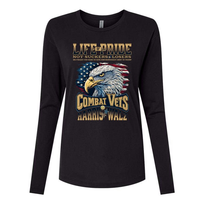 Veterans For Harris Walz 2024 Military Vets Against Trump Womens Cotton Relaxed Long Sleeve T-Shirt