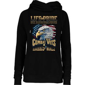 Veterans For Harris Walz 2024 Military Vets Against Trump Womens Funnel Neck Pullover Hood