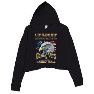 Veterans For Harris Walz 2024 Military Vets Against Trump Crop Fleece Hoodie