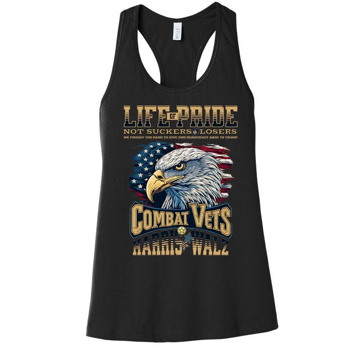 Veterans For Harris Walz 2024 Military Vets Against Trump Women's Racerback Tank