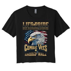 Veterans For Harris Walz 2024 Military Vets Against Trump Women's Crop Top Tee