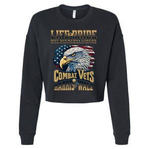 Veterans For Harris Walz 2024 Military Vets Against Trump Cropped Pullover Crew