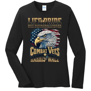 Veterans For Harris Walz 2024 Military Vets Against Trump Ladies Long Sleeve Shirt