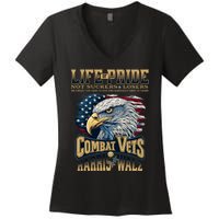 Veterans For Harris Walz 2024 Military Vets Against Trump Women's V-Neck T-Shirt