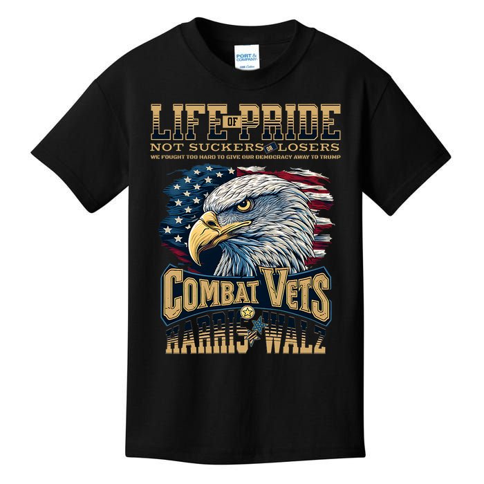 Veterans For Harris Walz 2024 Military Vets Against Trump Kids T-Shirt