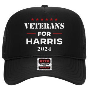 Veterans For Harris 2024 Kamala Harris Veteran Usa High Crown Mesh Back Trucker Hat