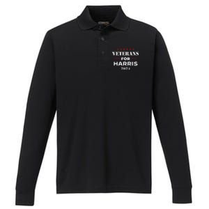 Veterans For Harris 2024 Kamala Harris Veteran Usa Performance Long Sleeve Polo