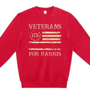 Veterans For Harris We The People 1776 Flag Kamala Harris Premium Crewneck Sweatshirt