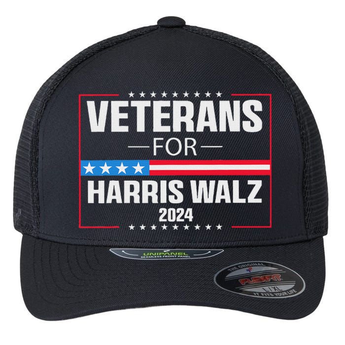 Veterans For Harris Walz 2024 Presidential Campaign Flexfit Unipanel Trucker Cap