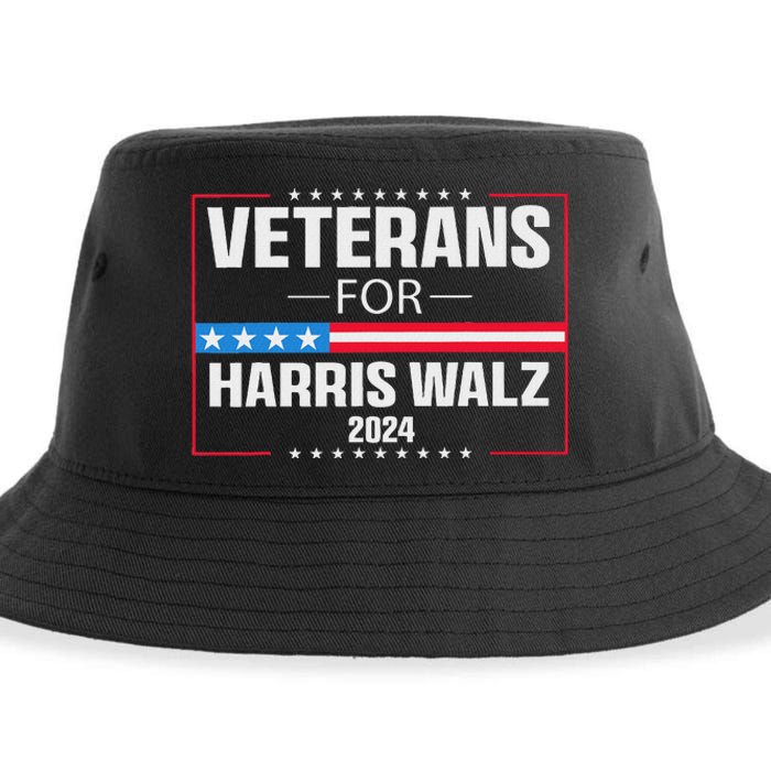 Veterans For Harris Walz 2024 Presidential Campaign Sustainable Bucket Hat