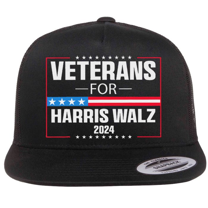 Veterans For Harris Walz 2024 Presidential Campaign Flat Bill Trucker Hat