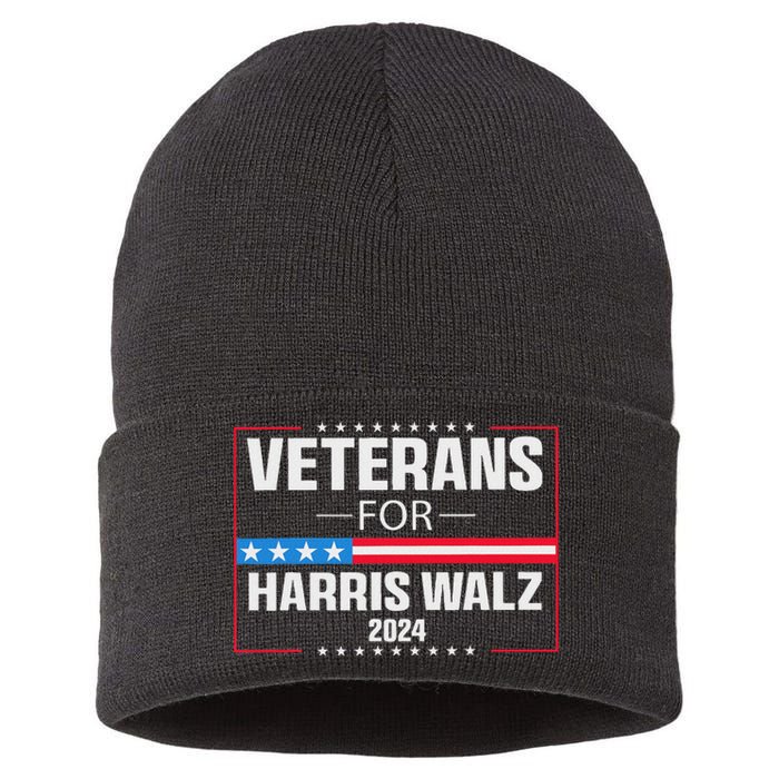 Veterans For Harris Walz 2024 Presidential Campaign Sustainable Knit Beanie