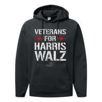 Veterans For Harris 2024 Kamala Harris Tim Walz Veteran Usa Performance Fleece Hoodie