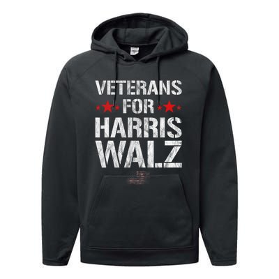 Veterans For Harris 2024 Kamala Harris Tim Walz Veteran Usa Performance Fleece Hoodie