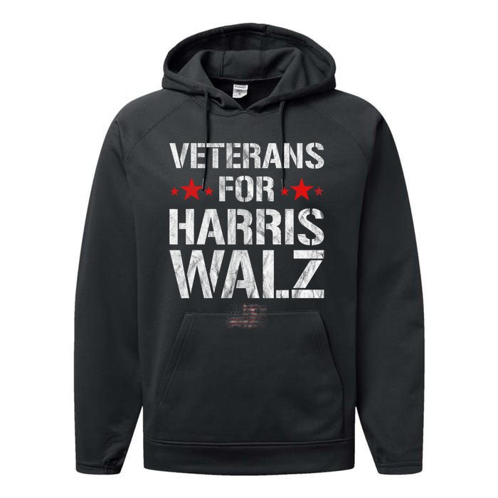 Veterans For Harris 2024 Kamala Harris Tim Walz Veteran Usa Performance Fleece Hoodie