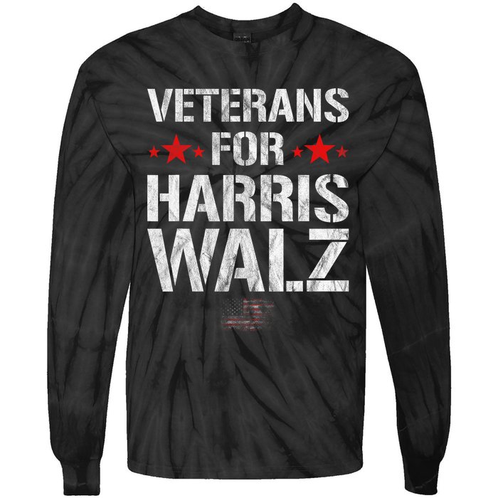 Veterans For Harris 2024 Kamala Harris Tim Walz Veteran Usa Tie-Dye Long Sleeve Shirt