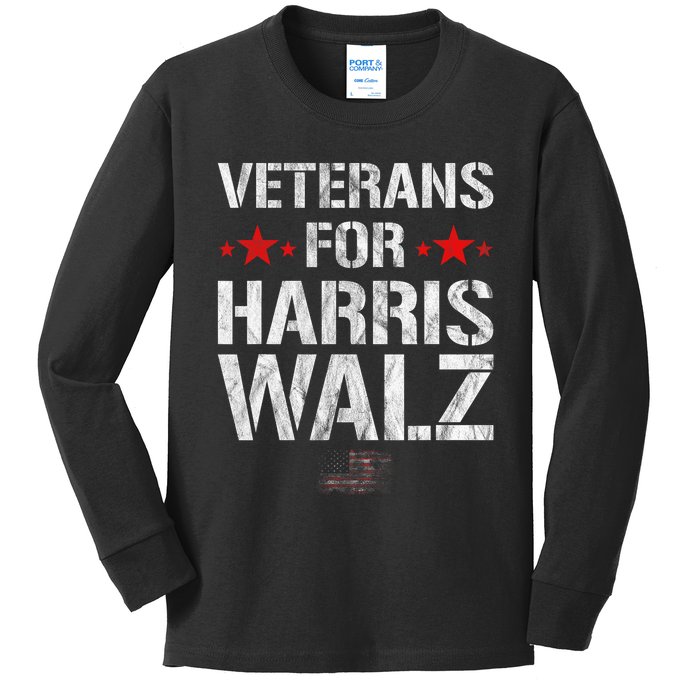 Veterans For Harris 2024 Kamala Harris Tim Walz Veteran Usa Kids Long Sleeve Shirt