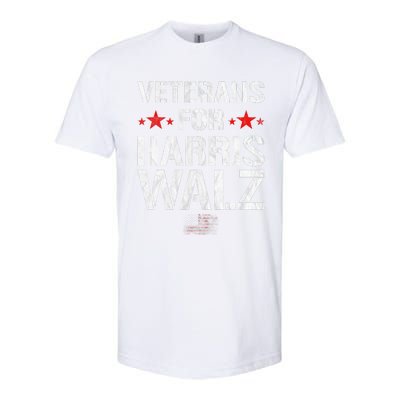 Veterans For Harris 2024 Kamala Harris Tim Walz Veteran Usa Softstyle CVC T-Shirt