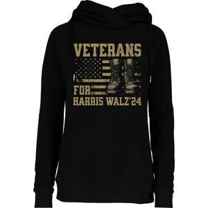 Veterans For Harris Walz Waltz 2024 Presidential Campaign Womens Funnel Neck Pullover Hood