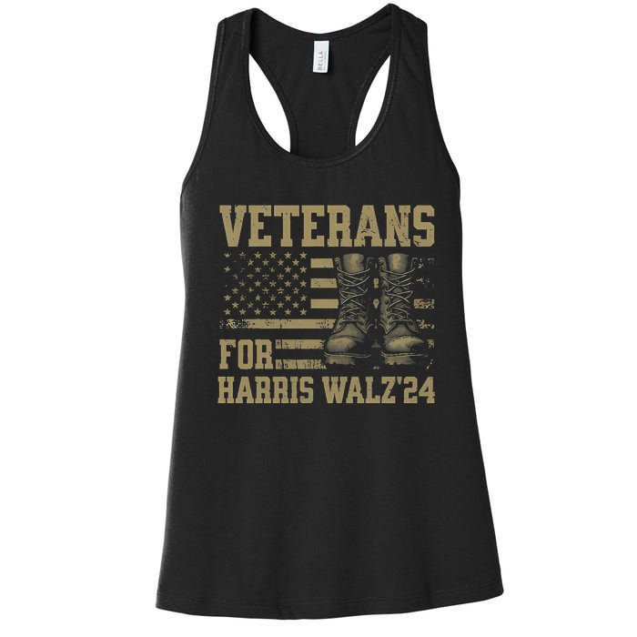 Veterans For Harris Walz Waltz 2024 Presidential Campaign Women's Racerback Tank