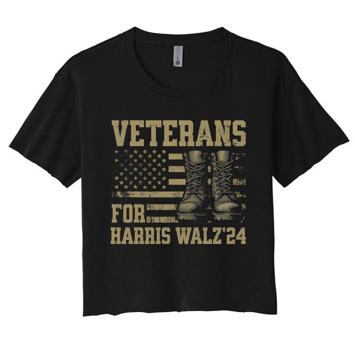 Veterans For Harris Walz Waltz 2024 Presidential Campaign Women's Crop Top Tee