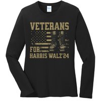 Veterans For Harris Walz Waltz 2024 Presidential Campaign Ladies Long Sleeve Shirt