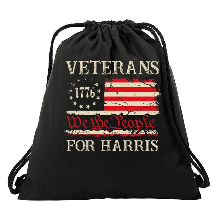 Veterans For Harris We The People 1776 Flag Kamala Harris Gift Drawstring Bag