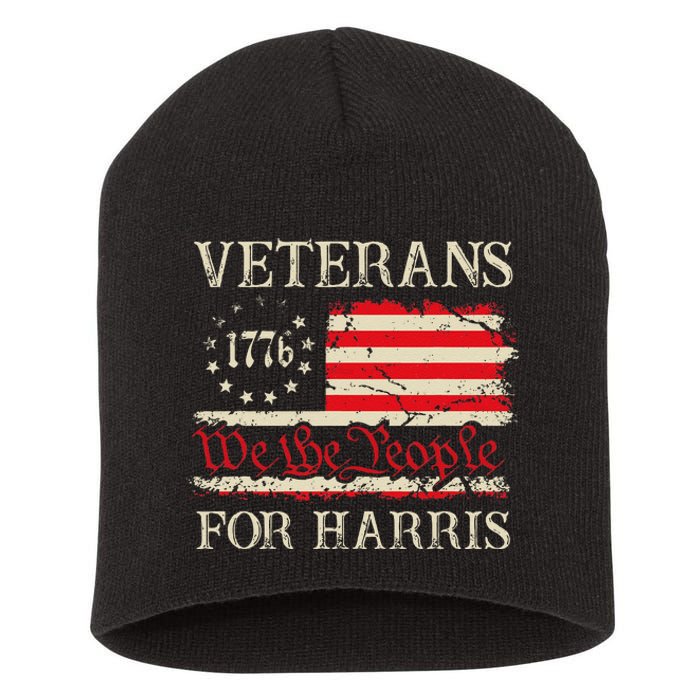 Veterans For Harris We The People 1776 Flag Kamala Harris Gift Short Acrylic Beanie