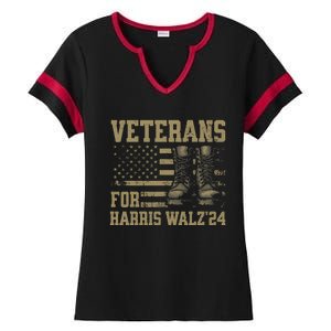 Veterans For Harris Walz Waltz 2024 Presidential Campaign Ladies Halftime Notch Neck Tee