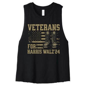 Veterans For Harris Walz Waltz 2024 Presidential Campaign Women's Racerback Cropped Tank