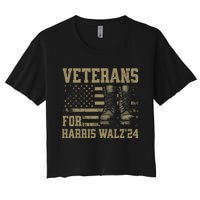 Veterans For Harris Walz Waltz 2024 Presidential Campaign Women's Crop Top Tee