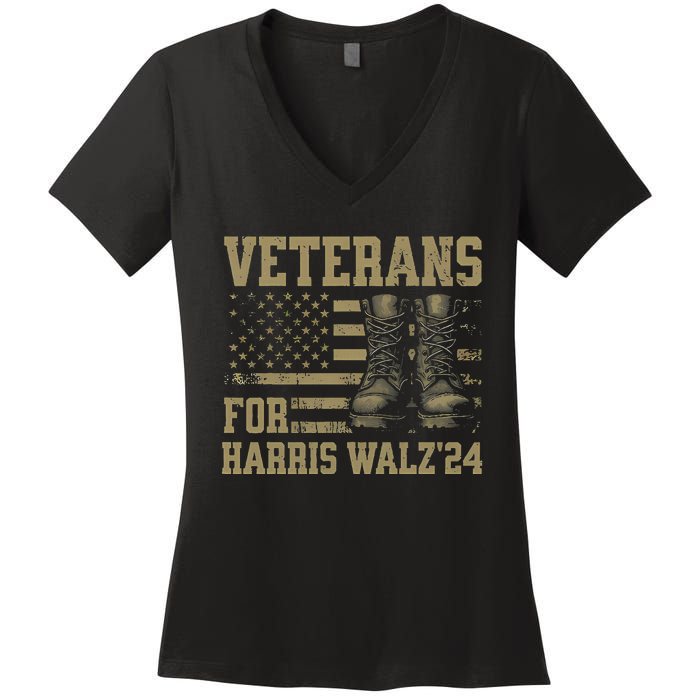 Veterans For Harris Walz Waltz 2024 Presidential Campaign Women's V-Neck T-Shirt