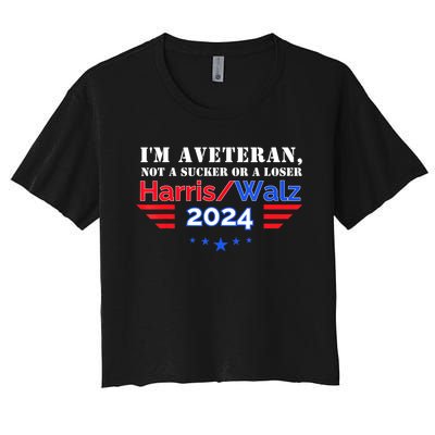 Veteran For Harris Walz For President 2024 Women's Crop Top Tee