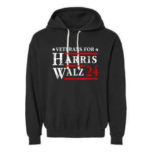 Veterans For Harris Walz 2024 Election Garment-Dyed Fleece Hoodie