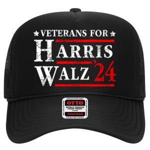 Veterans For Harris Walz 2024 Election High Crown Mesh Back Trucker Hat