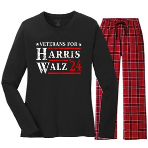 Veterans For Harris Walz 2024 Election Women's Long Sleeve Flannel Pajama Set 