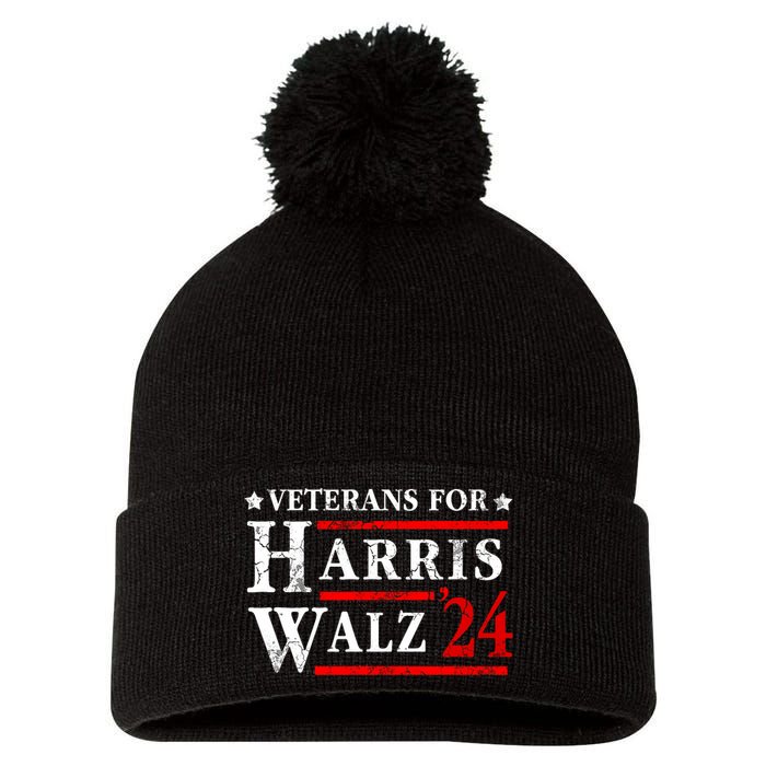 Veterans For Harris Walz 2024 Election Pom Pom 12in Knit Beanie