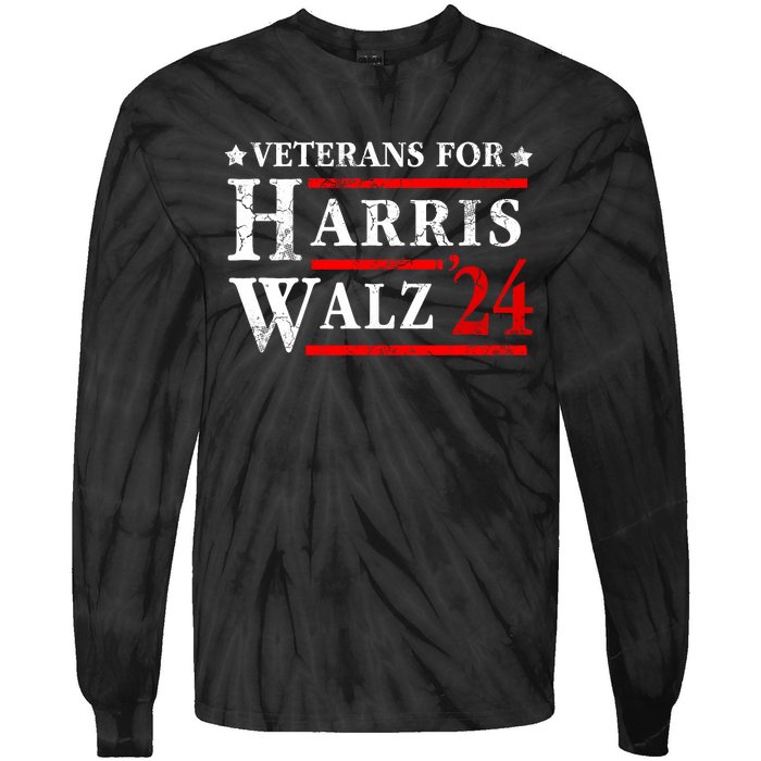 Veterans For Harris Walz 2024 Election Tie-Dye Long Sleeve Shirt